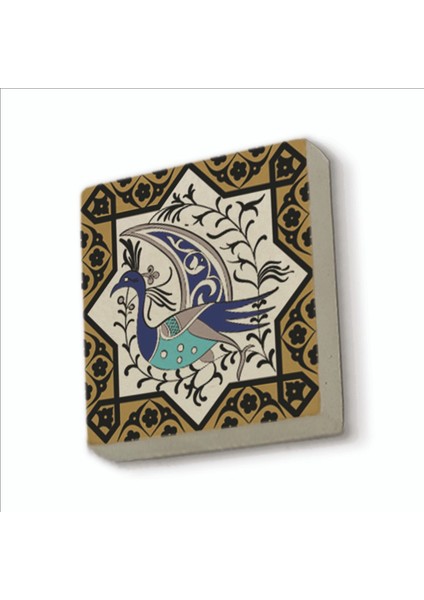 Tavus Kuşu Desen Baskılı Doğaltaş MAGNETKD-031BUZDOLABI Süsü