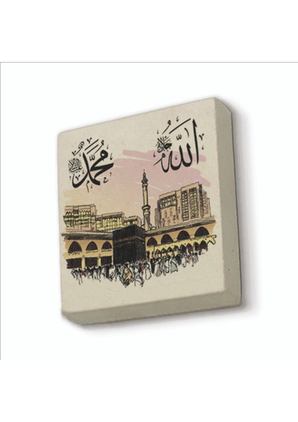 Kabe-I Şerif Baskılı Doğaltaş Magnet KH-201 Buzdolabı Süsü