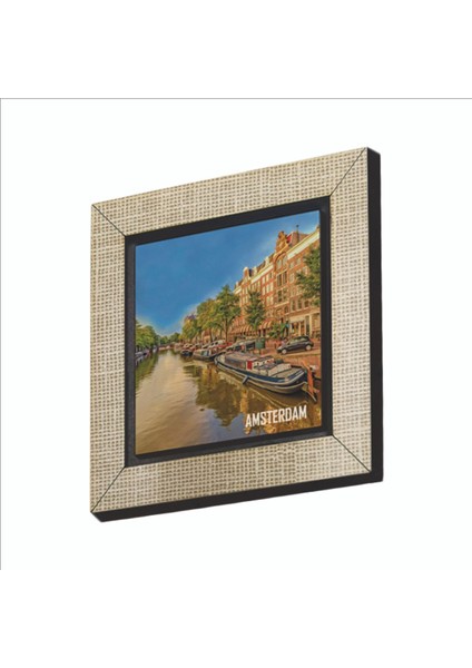 Amsterdam Görseli Baskılı Mdf MAGNETKRG-015BUZDOLABI Süsü