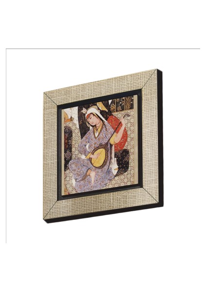 Müzisyen Kadın Minyatür Baskılı Mdf MAGNETKRT-124BUZDOLABI Süsü