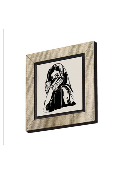 Peçeli Kadın Çizimi Baskılı Mdf MAGNETKRG-090BUZDOLABI Süsü