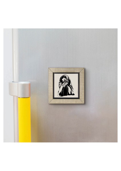 Peçeli Kadın Çizimi Baskılı Mdf MAGNETKRG-090BUZDOLABI Süsü modelleri