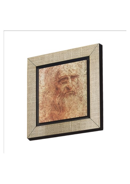 Otoportre Leonardo Da Vinci, 1512 Baskılı Mdf MAGNETKRG-142BUZDOLABI Süsü