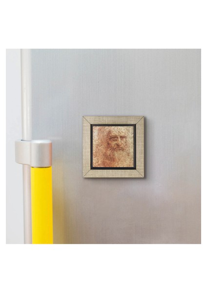Otoportre Leonardo Da Vinci, 1512 Baskılı Mdf MAGNETKRG-142BUZDOLABI Süsü modelleri