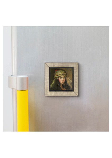 Osmanlı Kadın Çizimi Baskılı Mdf MAGNETKRT-111BUZDOLABI Süsü modelleri