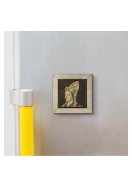 Hürrem Sultan Portre Çizim, Titian Baskılı Mdf MAGNETKRT-095BUZDOLABI Süsü