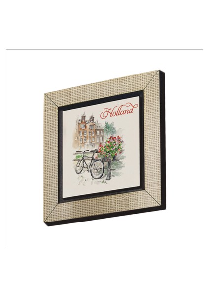 Hollanda Bisklet Görseli Baskılı Mdf MAGNETKRG-039BUZDOLABI Süsü