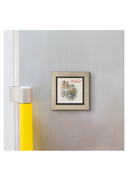 Hollanda Bisklet Görseli Baskılı Mdf MAGNETKRG-039BUZDOLABI Süsü modelleri