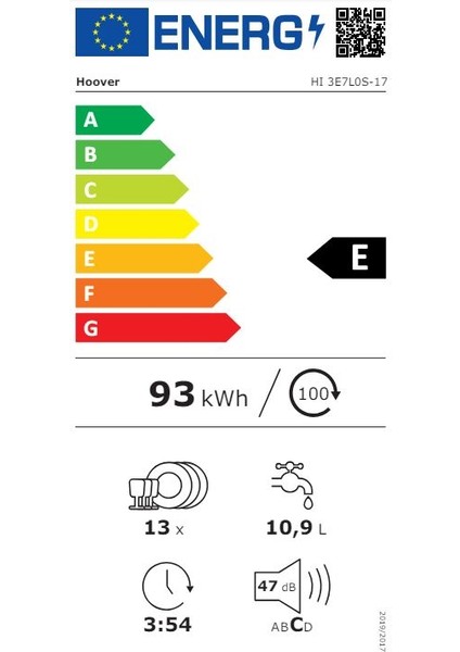 Hı 3E7L0S-17 5 Programlı  E Sınıfı Bulaşık Makinesi