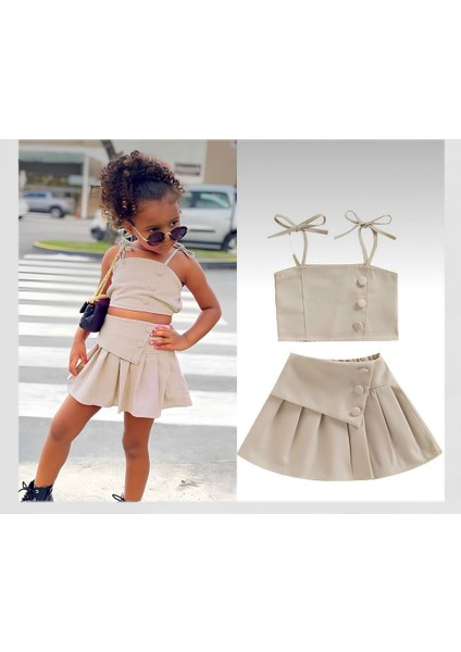 Piliseli Crop Buluz Etek takım - Krem