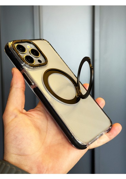 iPhone 15 Pro Kılıf Ayarlanabilir Stant Özellikli Magsafe Destekli Sararmaz Lüx Kılıf
