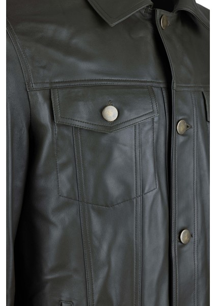 Erkek Hakiki Deri Yeşil Deri Mont 1000 Jean Erk Derımont Y24 Yesıl modelleri