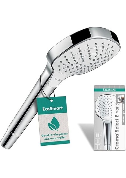 Hansgrohe Su Tasarruflu Duş Başlığı Croma Select E, Duş Başlığı, 3 Püskürtme Türü, Kireç Önleme Fon