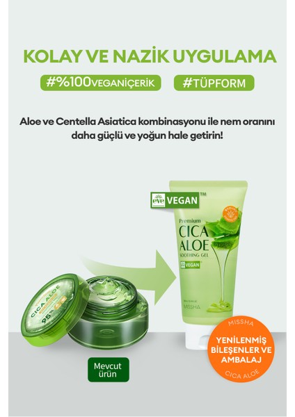 Mıssha Aloe Vera Içeren Nemlendirici ve Yatıştırıcı Jel -Premium Cica Aloe Soothing Gel