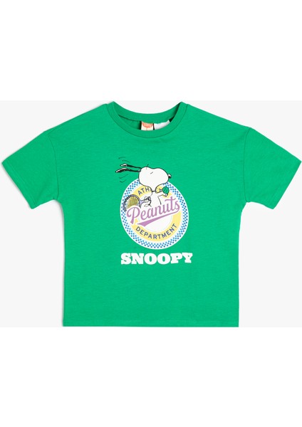 Snoopy Tişört Lisanslı Kısa Kollu Bisiklet Yaka Pamuklu