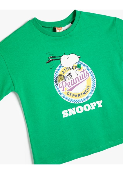 Snoopy Tişört Lisanslı Kısa Kollu Bisiklet Yaka Pamuklu