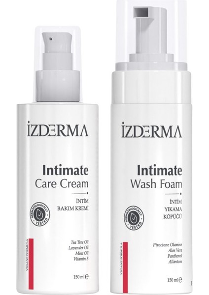 izderma İntim Bakım Kremi 150 ml ve İntim Yıkama Köpüğü 150 ml