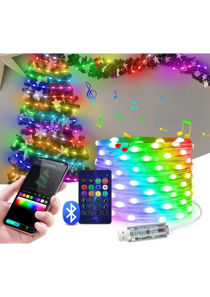 Sima Avize 10 Metre Rgb Ses Kontrollü Kumandalı Telefon Kontrollü Kayar Magic LED