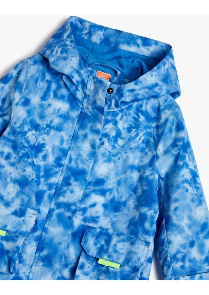 Kapşonlu Gömlek Ceket Batik Desenli Kapaklı Cepli modelleri