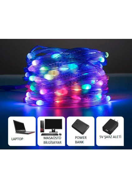 Sima Avize 10 Metre Rgb Ses Kontrollü Kumandalı Telefon Kontrollü Kayar Magic LED