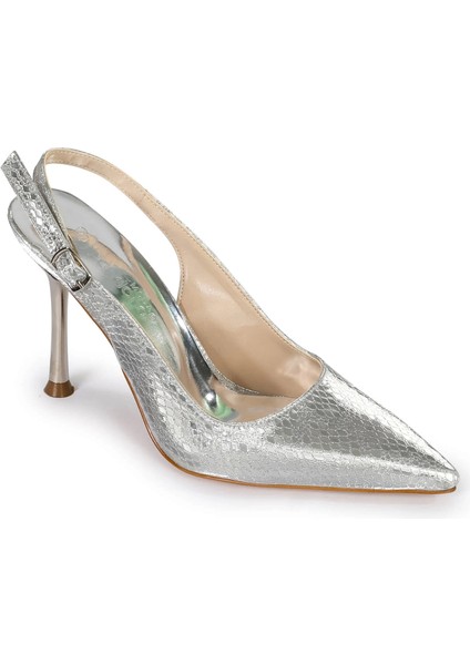Moroni Gümüş Yılan Baskı Topuklu Ayakkabı fiyatları