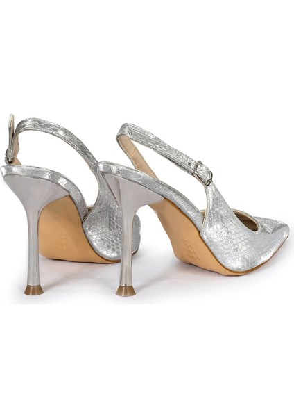 Moroni Gümüş Yılan Baskı Topuklu Ayakkabı indirimleri