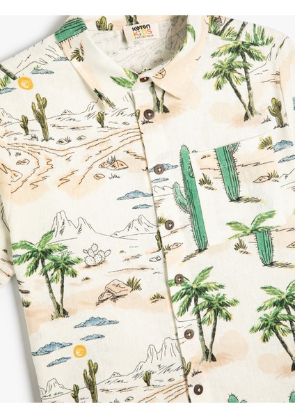 Gömlek Kısa Kollu Yaz Temalı Baskılı Cep Detaylı modelleri