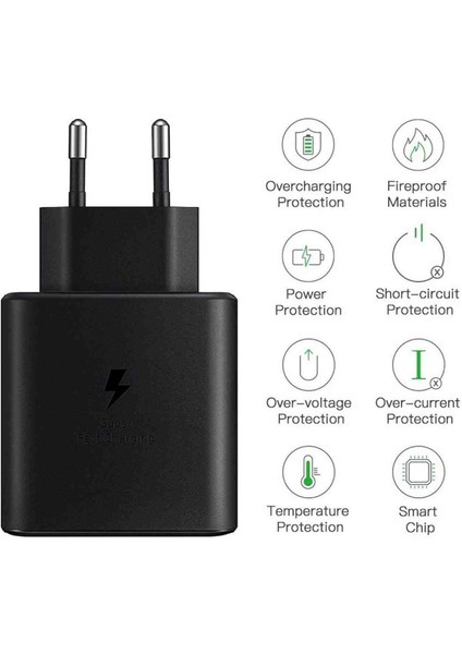 45W Typec Çıkışlı Süper Fast Destekli Şarj Adaptör Şarj Başlığı Siyah Renk