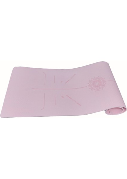Ekstra Konforlu Yoga Matı - 8mm Kalınlık, Ekolojik Tpe Pilates Egzersiz Minderi Pembe fırsatları
