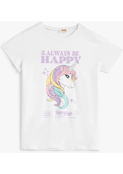 Unicorn Tişört Kısa Kollu Bisiklet Yaka Pamuklu