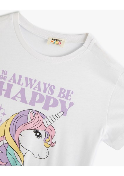 Unicorn Tişört Kısa Kollu Bisiklet Yaka Pamuklu