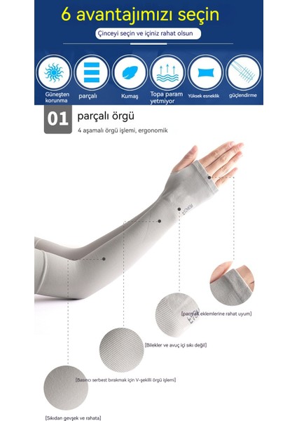 Erkekler ve Kadınlar Için Sürüş ve Bisiklet Eldivenleri Için Uzatılmış Buz Ipek Kollu Yaz Güneş Koruyucu Kollu (Yurt Dışından)