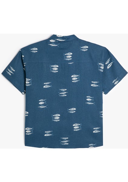 Oversize Gömlek Kısa Kollu Balık Desenli Tek Cepli fiyatları