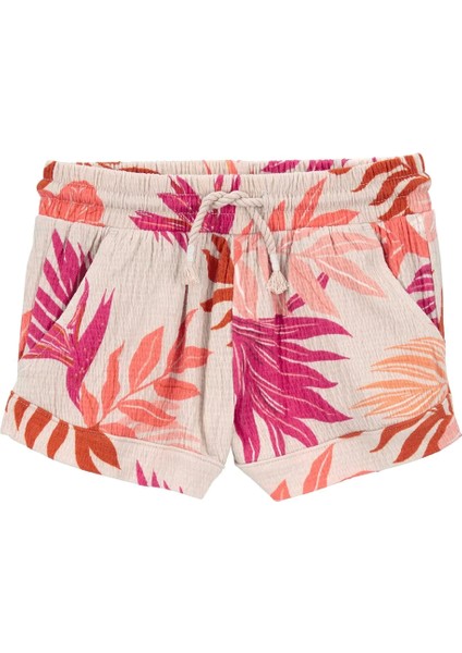 Küçük Kız Çocuk Şort Çiçek Desenli