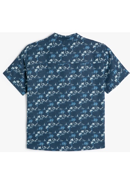 Keten Gömlek Kısa Kollu Palmiye Baskılı fiyatları