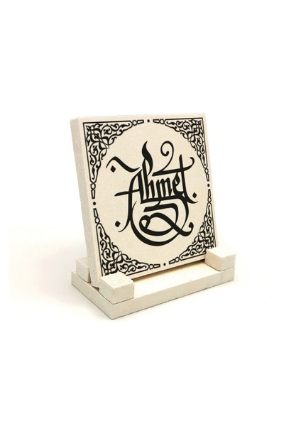 Kişiye Özel Hediyelik Hat Yazılı Kaligrafi Doğaltaş Masaüstü ISIMLIK10CM x 10CM