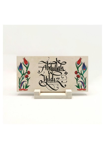 Geleneksel Hat Sanatı ile Doğal Taş Üzerine Yazılı Masaüstü Isimlik fiyatları