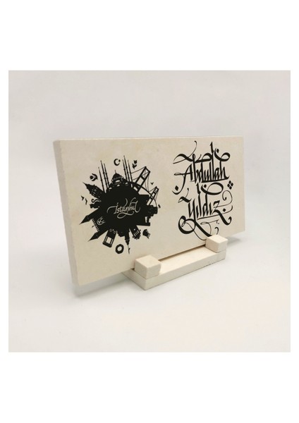 Geleneksel Hat Sanatı ile Doğal Taş Üzerine Yazılı Masaüstü Isimlik