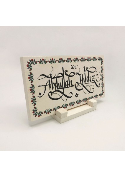Kişiye Özel Hediyelik Hat Yazılı Kaligrafi Doğaltaş Masaüstü ISIMLIK10CM x 20CM