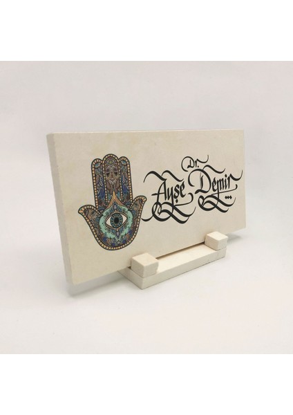 Geleneksel Hat Sanatı ile Doğal Taş Üzerine Yazılı Masaüstü Isimlik