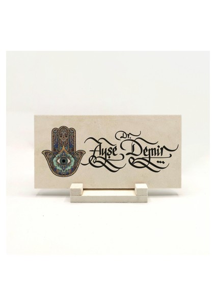 Geleneksel Hat Sanatı ile Doğal Taş Üzerine Yazılı Masaüstü Isimlik fiyatları