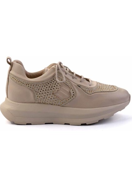 Krem Hakiki Deri Kadın Sneaker K01480111103