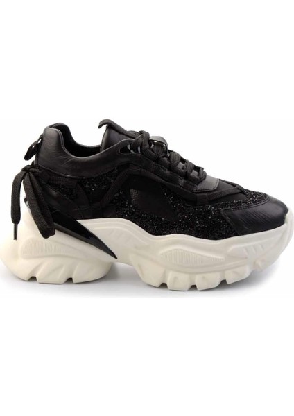 Siyah Hakiki Deri Kadın Sneaker K01480004703