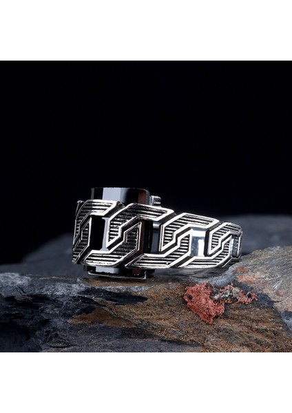 Siyah Zirkon Taşlı Örgü Model Erkek Yüzük fiyatları