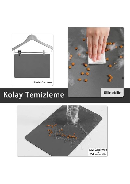 Parke Desenli Kahverengi Beslenme Matı Kaymaz Sıvı Geçirmez Kedi Köpek Mama Paspası 50X70CM