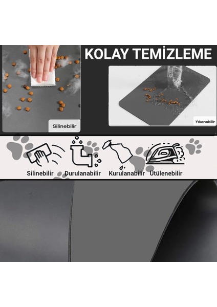 Parke Desenli Kahverengi Beslenme Matı Kaymaz Sıvı Geçirmez Kedi Köpek Mama Paspası 50X70CM