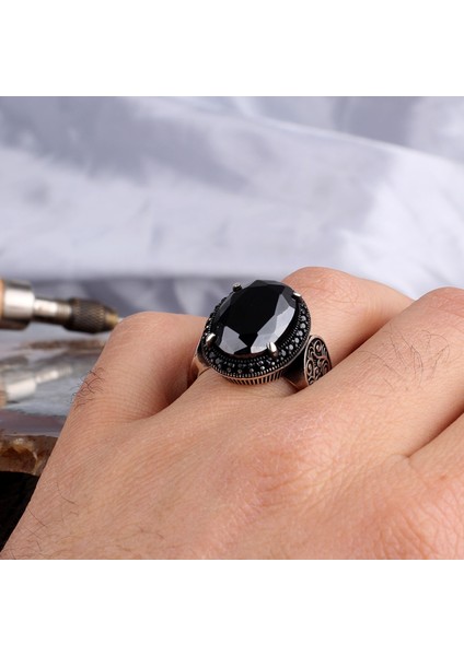 Zirkon Taşlı Oval Model 925 Ayar Gümüş Erkek Yüzük modelleri
