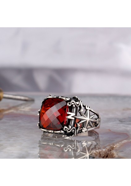 Zirkon Taşlı Pusula Model 925 Ayar Gümüş Erkek Yüzük fiyatları