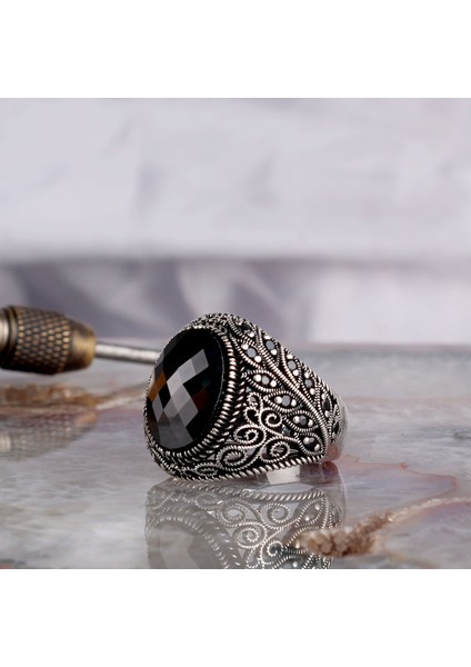 Zirkon Taşlı Oval Model 925 Ayar Gümüş Erkek Yüzük modelleri