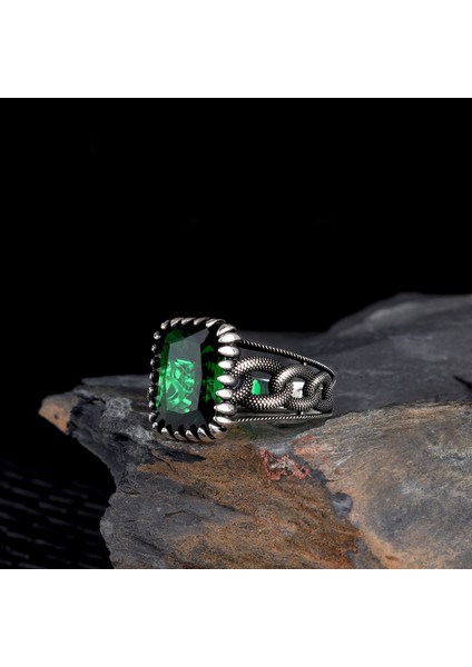 Zirkon Taşlı Örgü Model 925 Ayar Gümüş Erkek Yüzük fiyatları